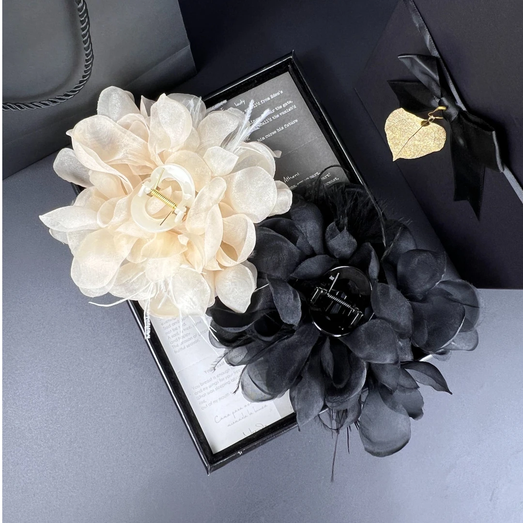 叶之秋莺飞燕舞系列多层灵动羽片羽毛后脑勺抓夹气质优雅发饰头饰