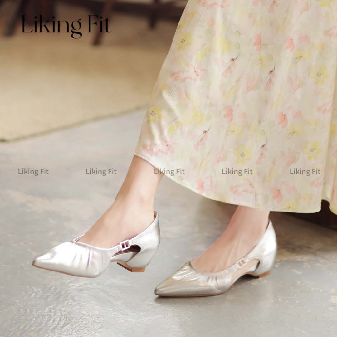 Liking Fit | 羊皮 / 内增高5cm / 尖头真皮时尚百搭中空凉鞋女