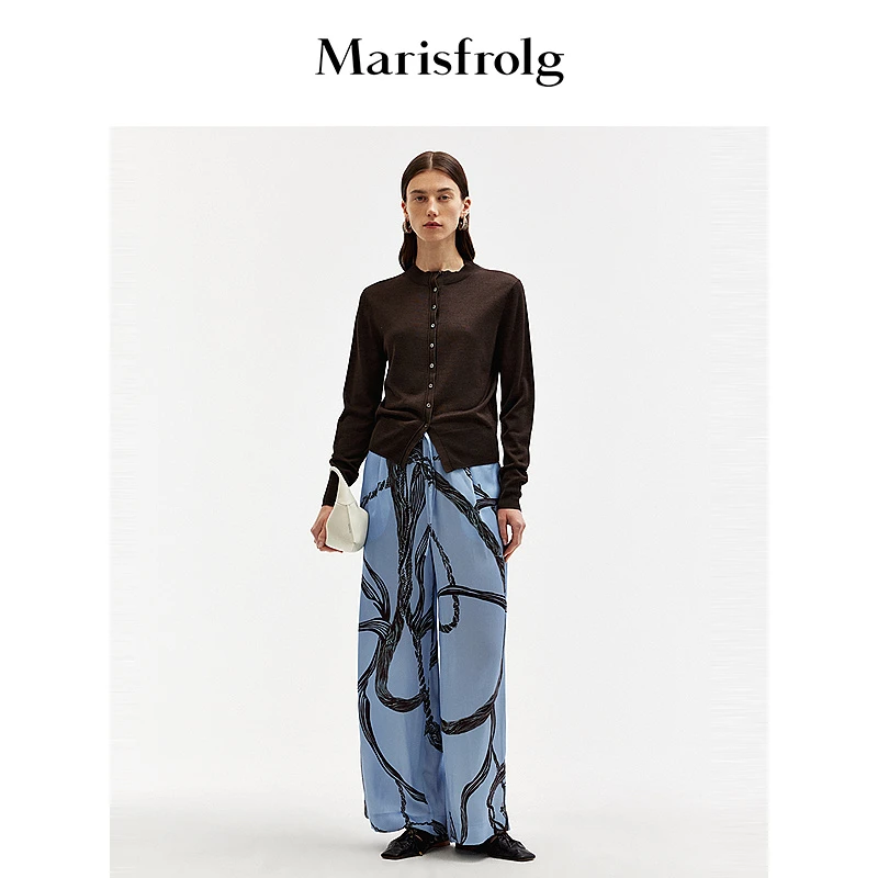 Marisfrolg玛丝菲尔春夏休闲圆领设计师长袖针织衫A1EG2806M