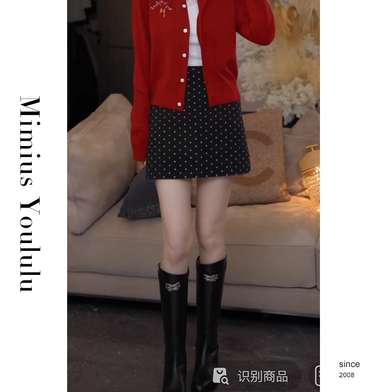 【mimius】&游鹿鹿【韩漫长腿】高腰复古羊毛半身裙裤 F08187