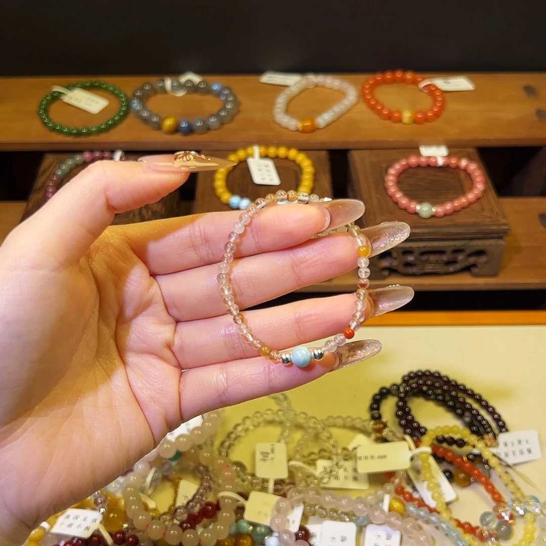 水晶手链银S925镶嵌兔毛5010