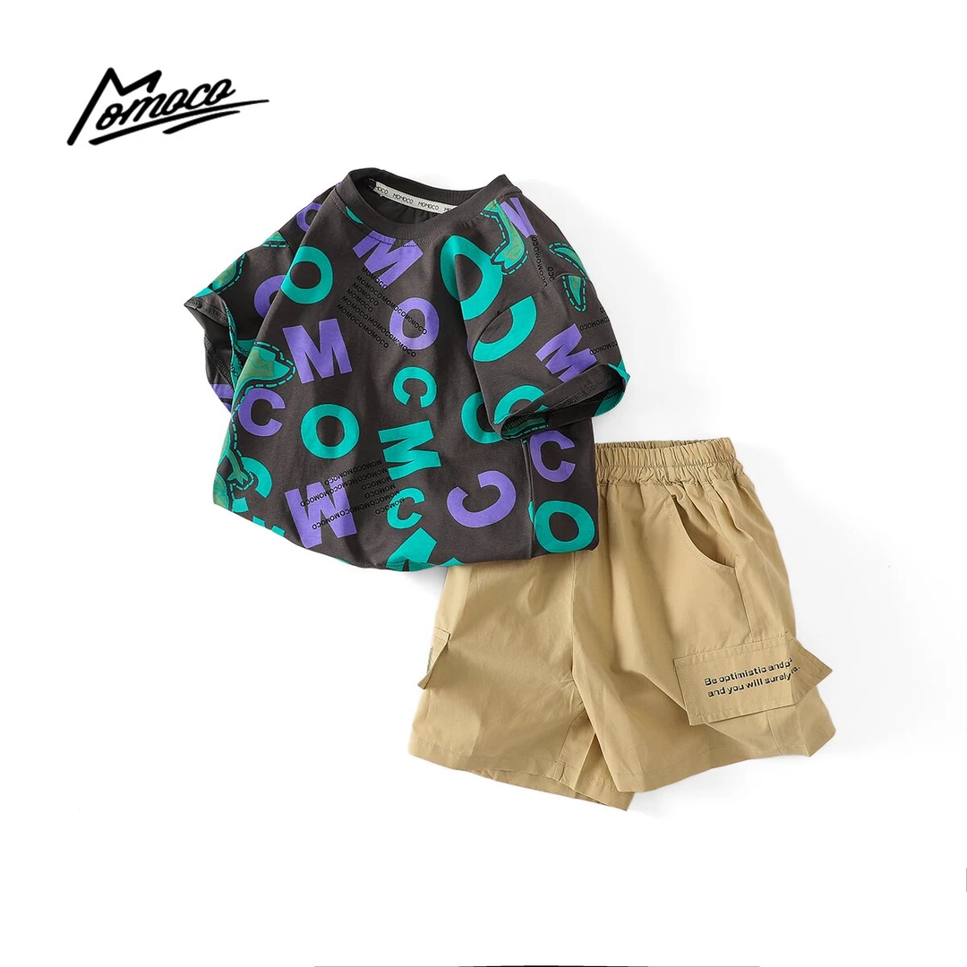 MOMOCO男童套装2025夏季潮流满印字母恐龙套装77230578126