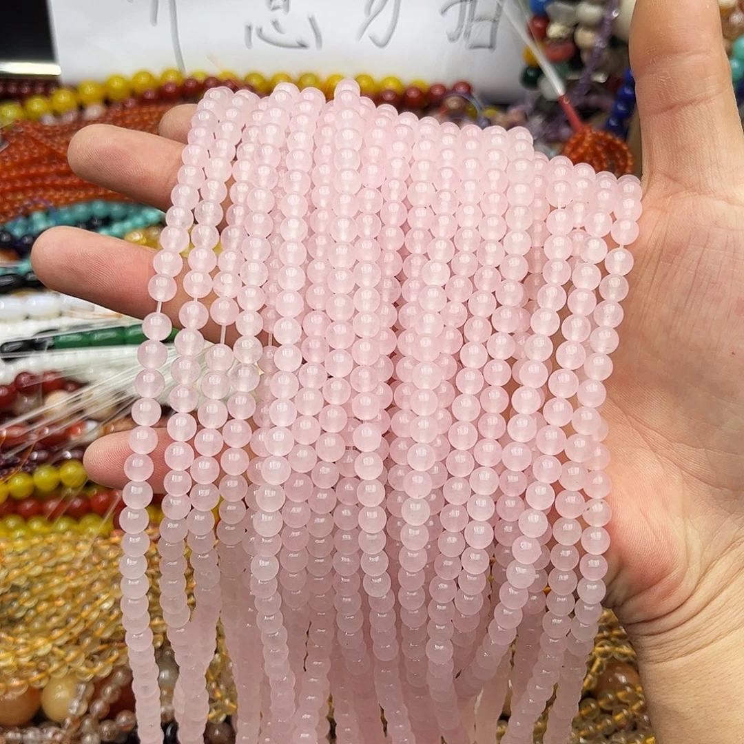 玛瑙/玉髓未镶嵌珠宝半成品k6粉玉髓两条