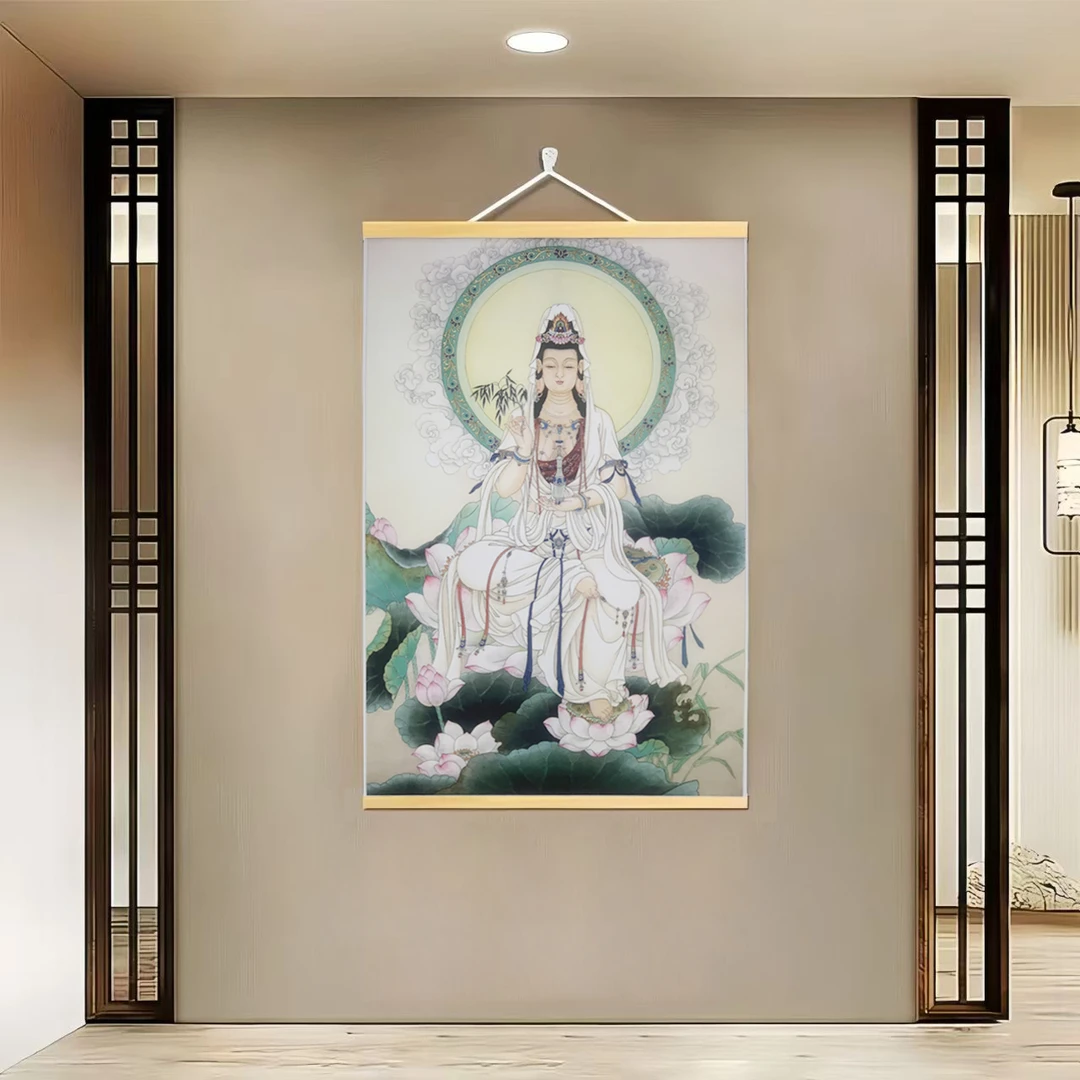 [517观音]60x90cm现代简约挂轴装饰画办公室家居装饰画