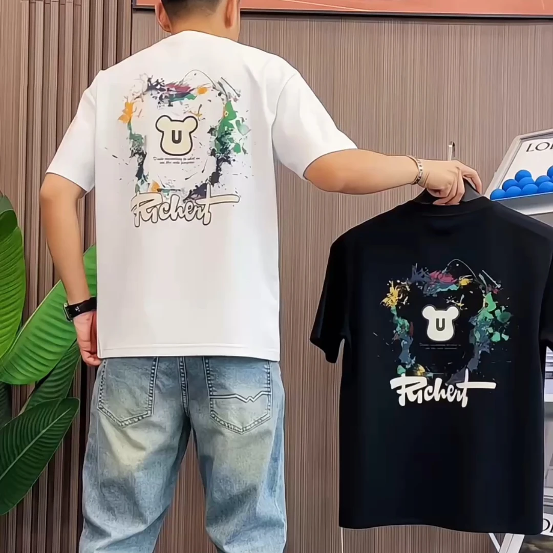 2025夏季新款短袖T恤潮流INS圆领半袖男士百搭高街痞帅上衣男装帅