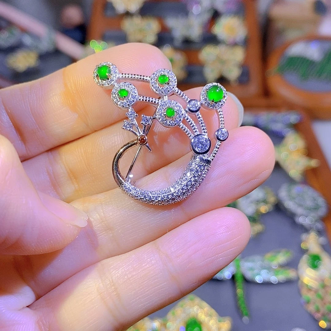 颈饰银S925镶嵌翡翠