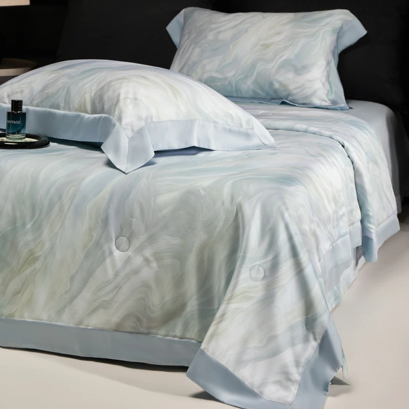 轻奢风薄款夏凉被空调被2025新款100数码印花莱赛尔天丝凉感夏被4