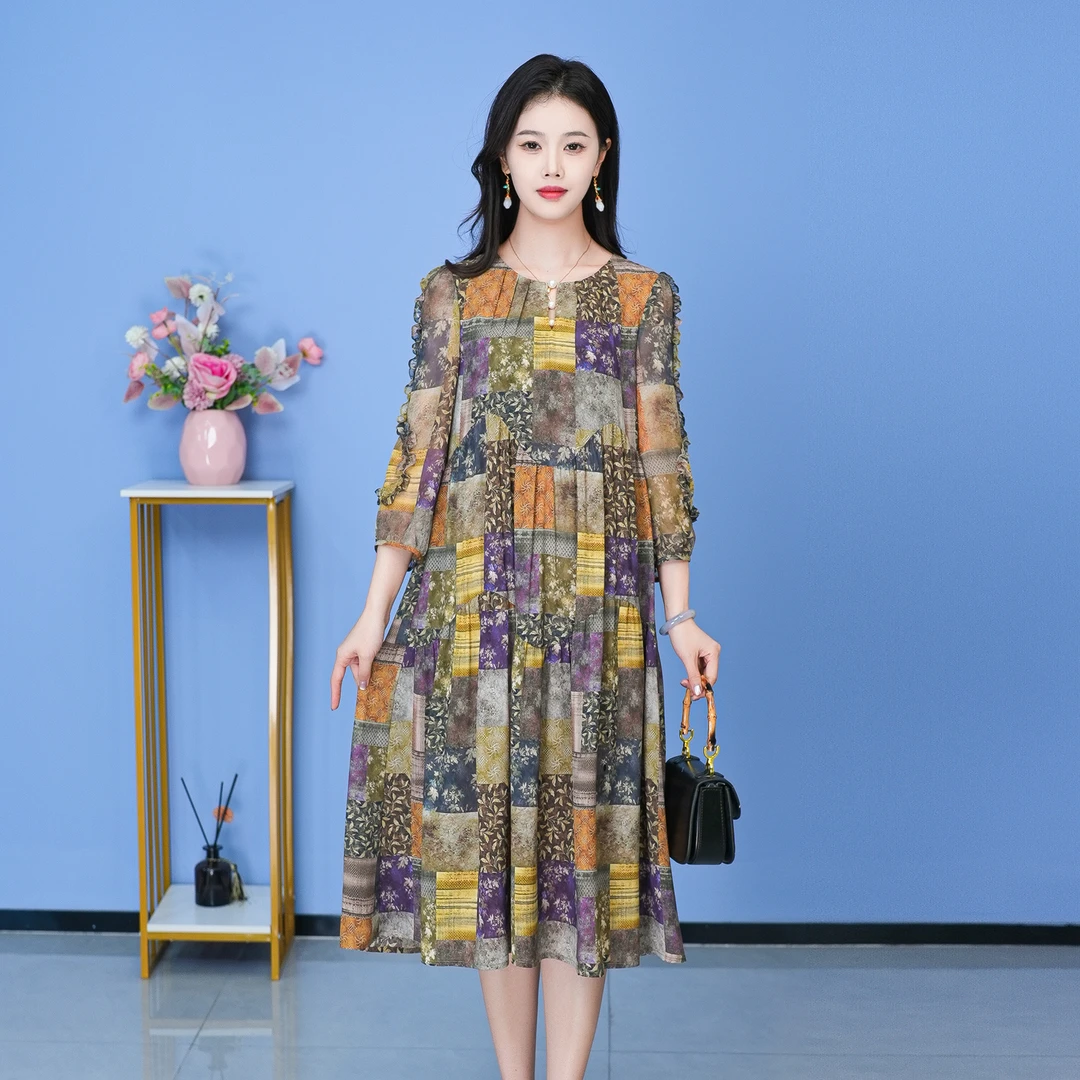 【SJYF1685】2025年春季新款时尚优雅减龄连衣裙显瘦气质