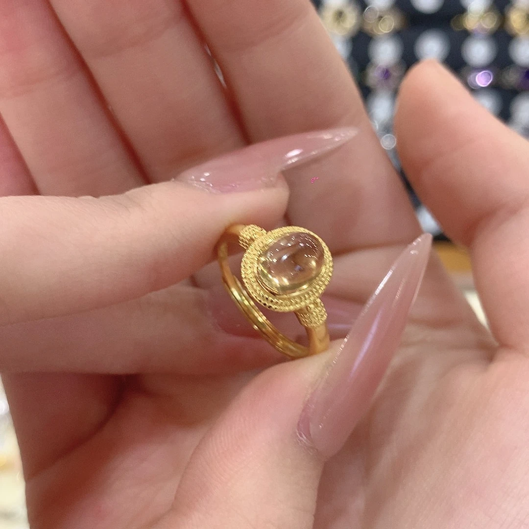 黄晶戒指银S925镶嵌蓝**甜