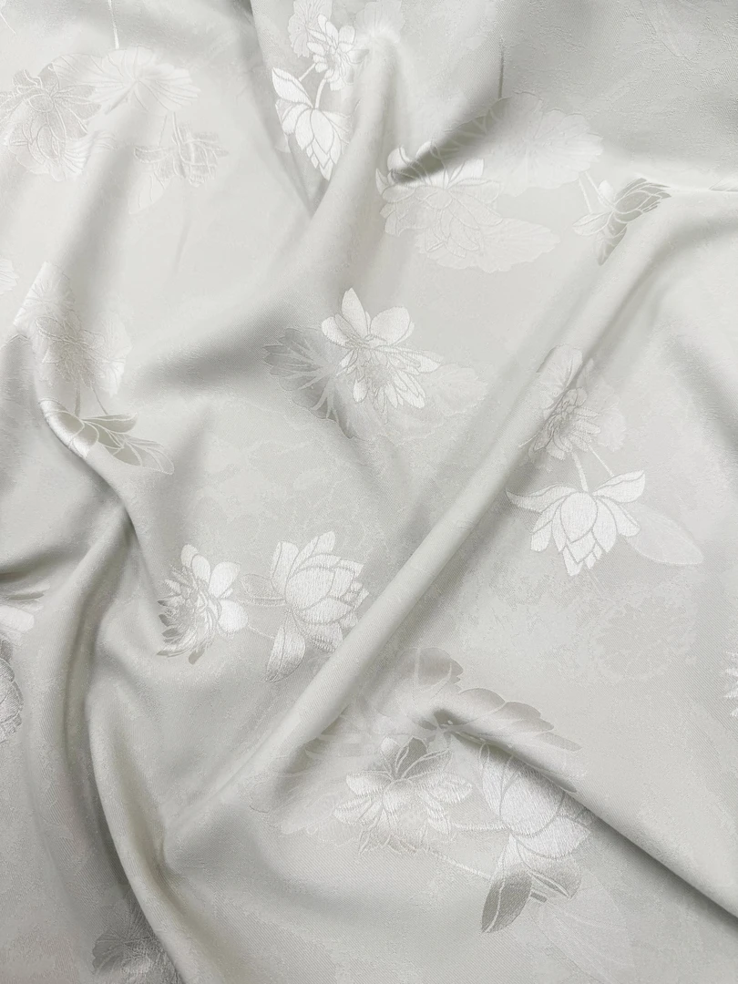 【荷风雅韵】国风缎提花面料亲肤新中式国风面料【荷风雅韵】