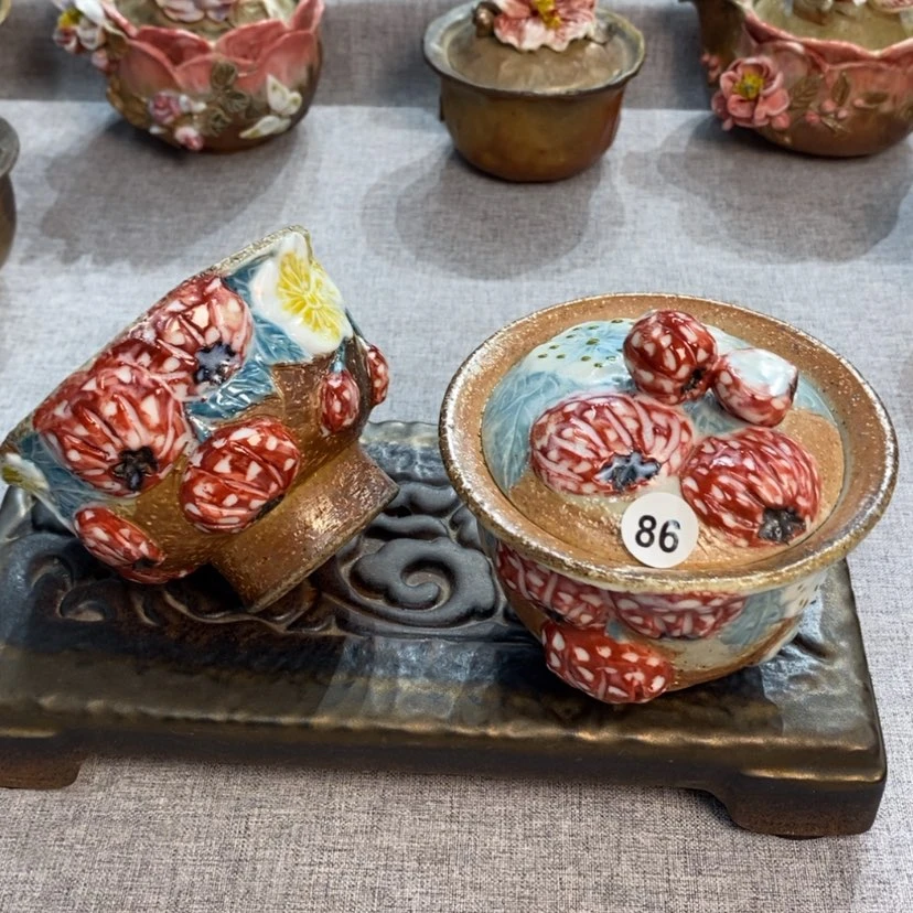 【闪购商品】纯手工纯柴烧精品茶具山楂盖碗杯86