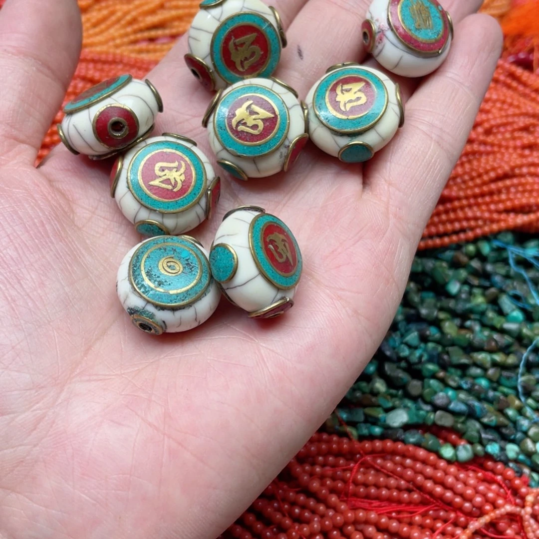 玛瑙/玉髓合金珠宝半成品一个21mm尼泊尔