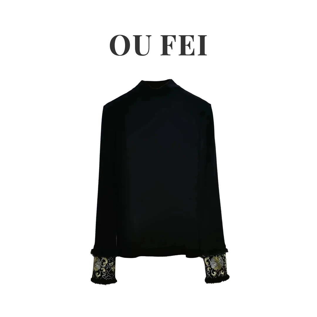 【汜水】 Ou秋冬新款新中式德绒保暖打底女长袖半高领上衣 9632