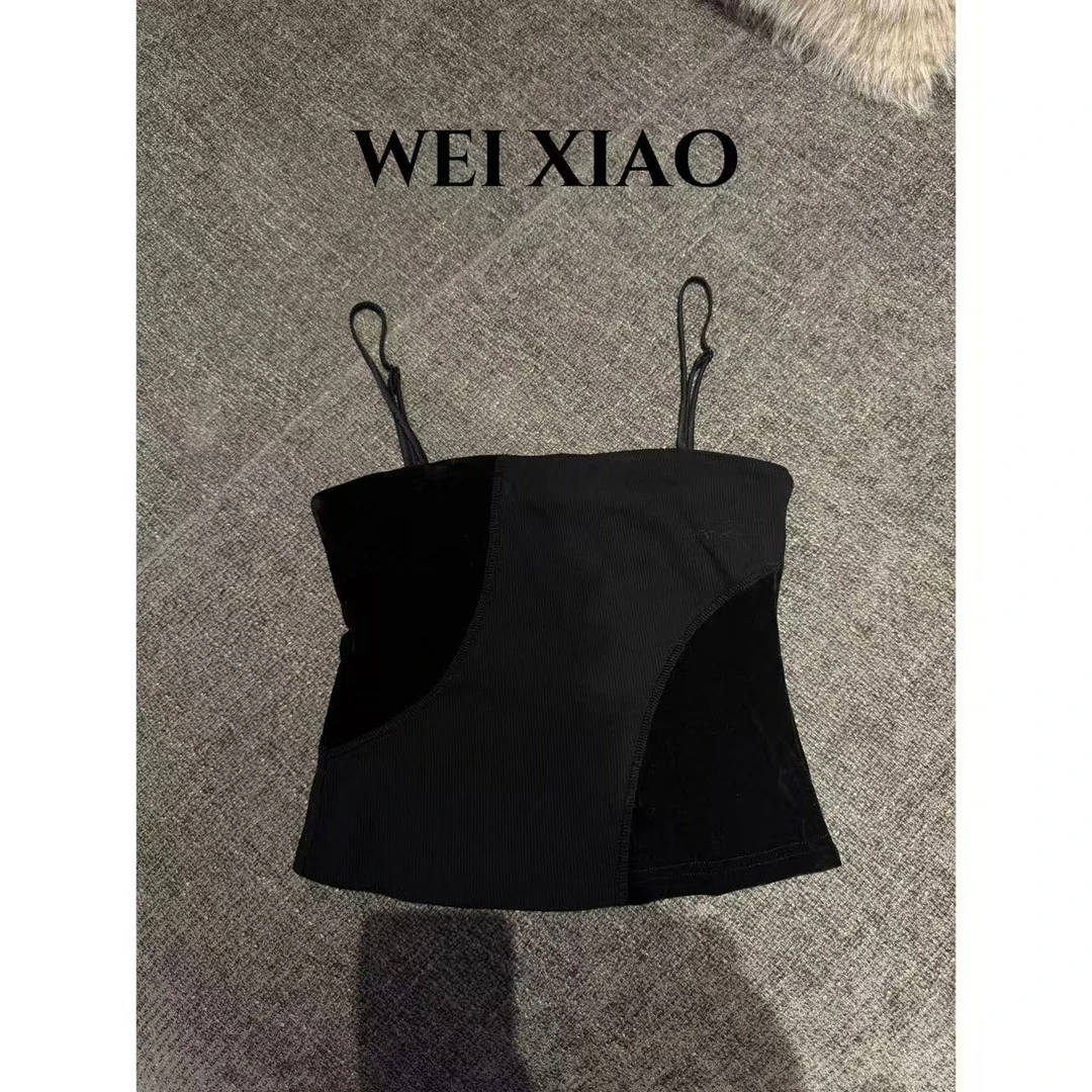 微笑家 极简系列【拼接丝绒背心】背心