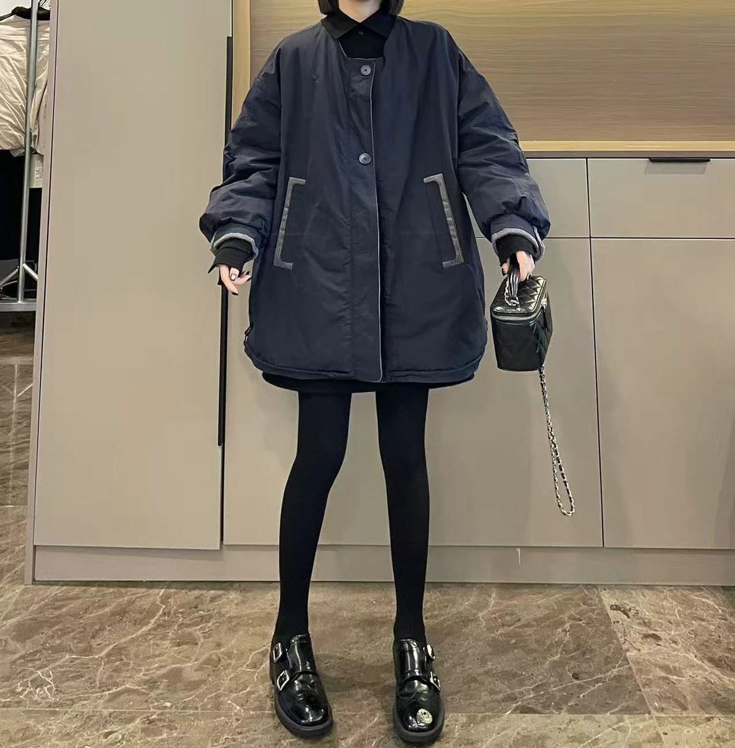 米可/MK-3052ZJ【双面穿宽松慵懒羽绒服】时尚休闲冬季新款羽绒服