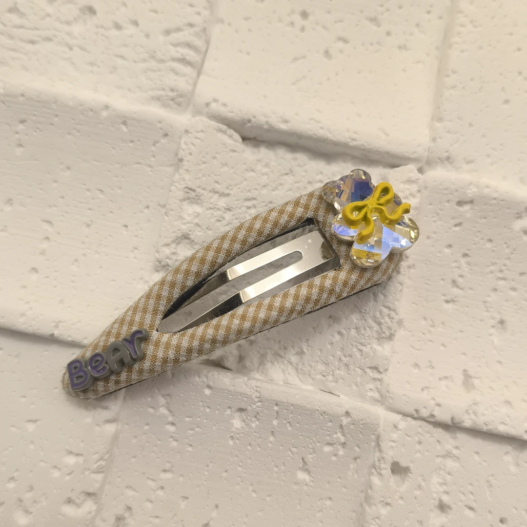 E006小熊告告格子掰掰夹发夹