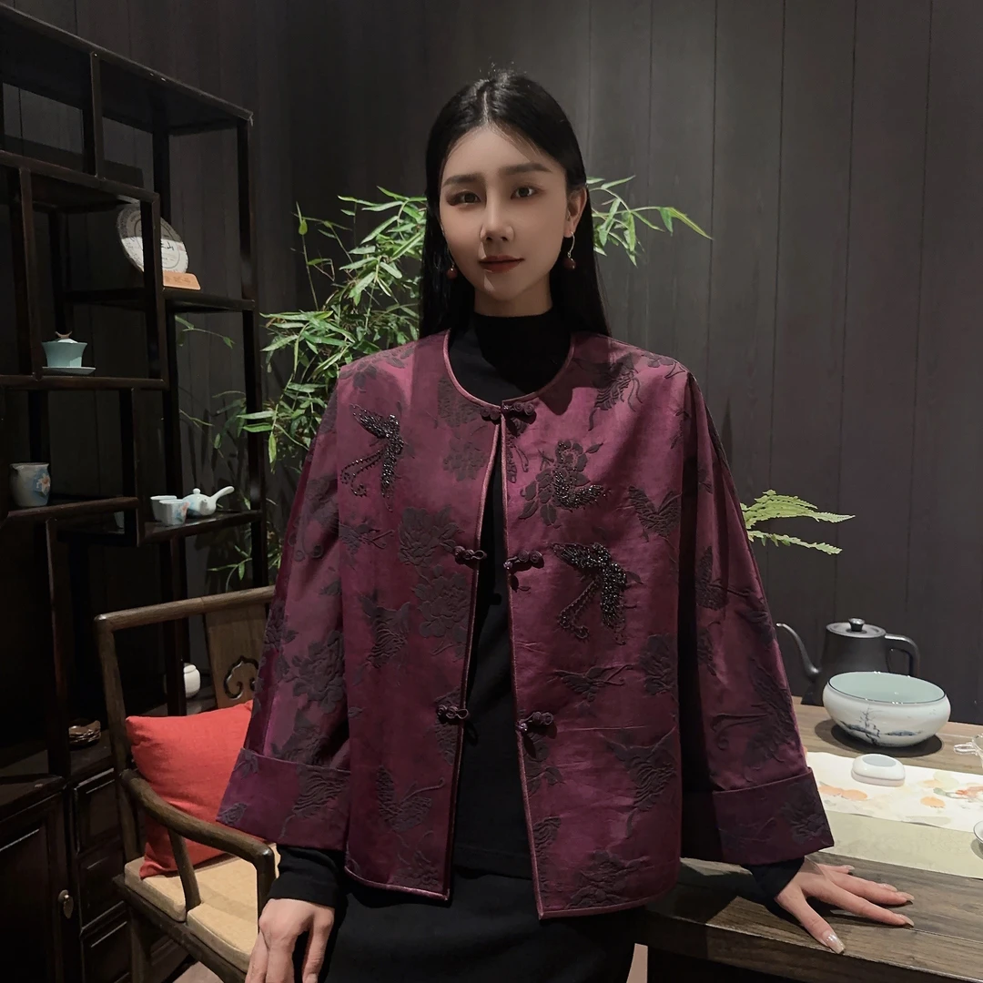 BETTY BAIRN 【遥听山月】新中式国风暗纹提花外套25B-BW1533