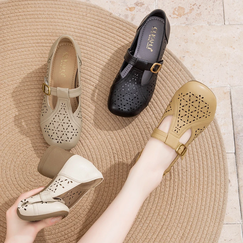 软底洞洞鞋中老年包头凉鞋母亲节礼物透气镂空舒适25603