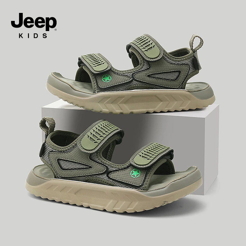 jeep男童夏季防臭运动凉鞋露趾时尚户外沙滩鞋防滑软底中大童凉拖
