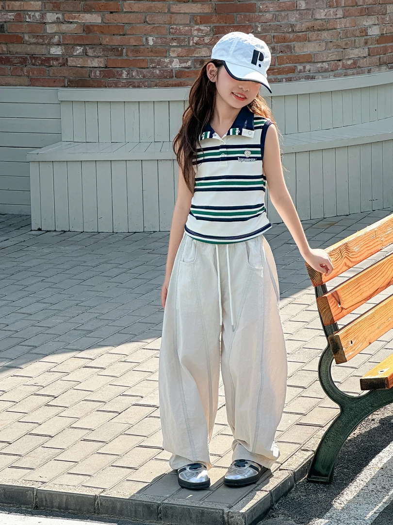 2025夏季新款薄款速干裤 中大童韩版时尚洋气百搭洋气 弯刀休闲裤