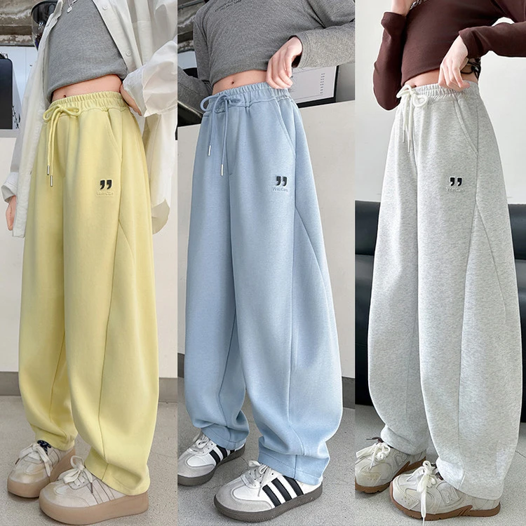 女童裤子春秋款2025新款儿童牛仔裤初中生女孩春装大童直筒阔腿裤