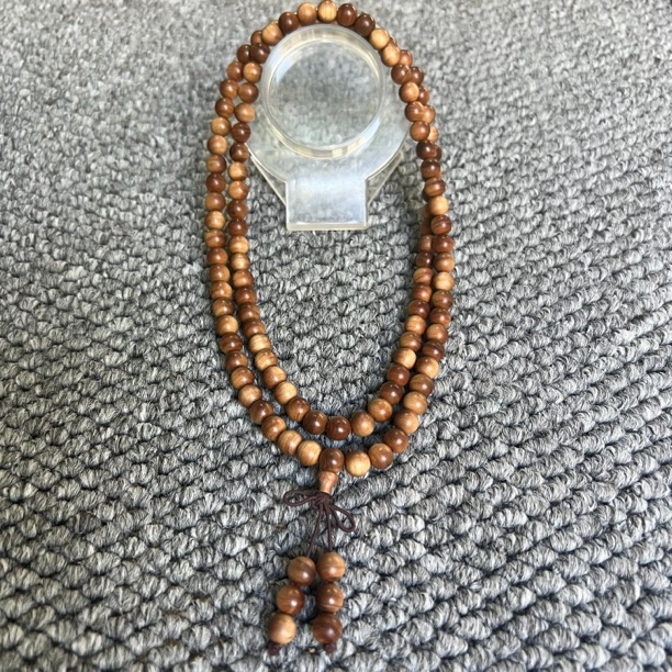 印度迈索尔老山檀香老料0.8/108颗横纹圆珠多圈款成品手串