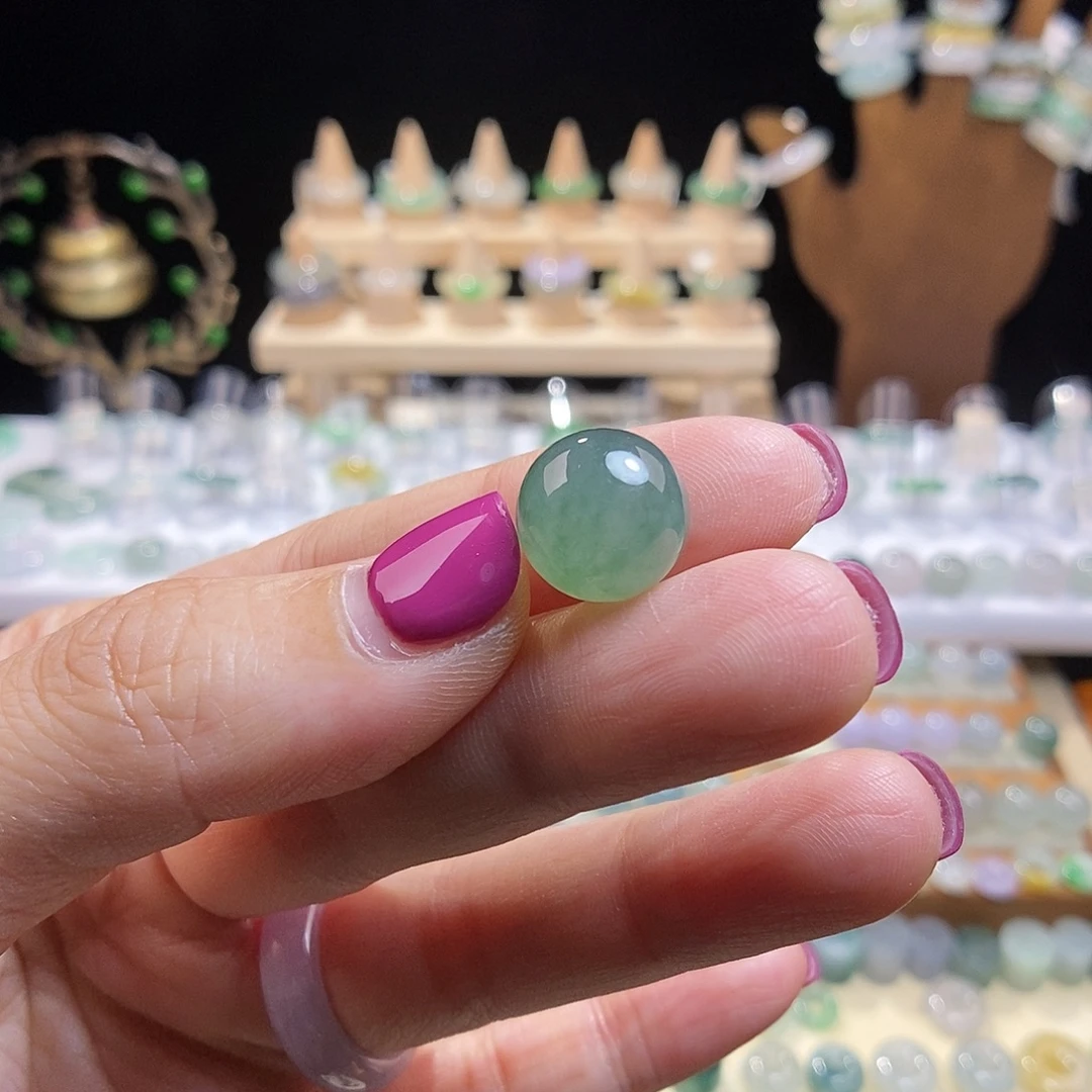 翡翠未镶嵌颈饰12.6芙蓉绿花圆珠