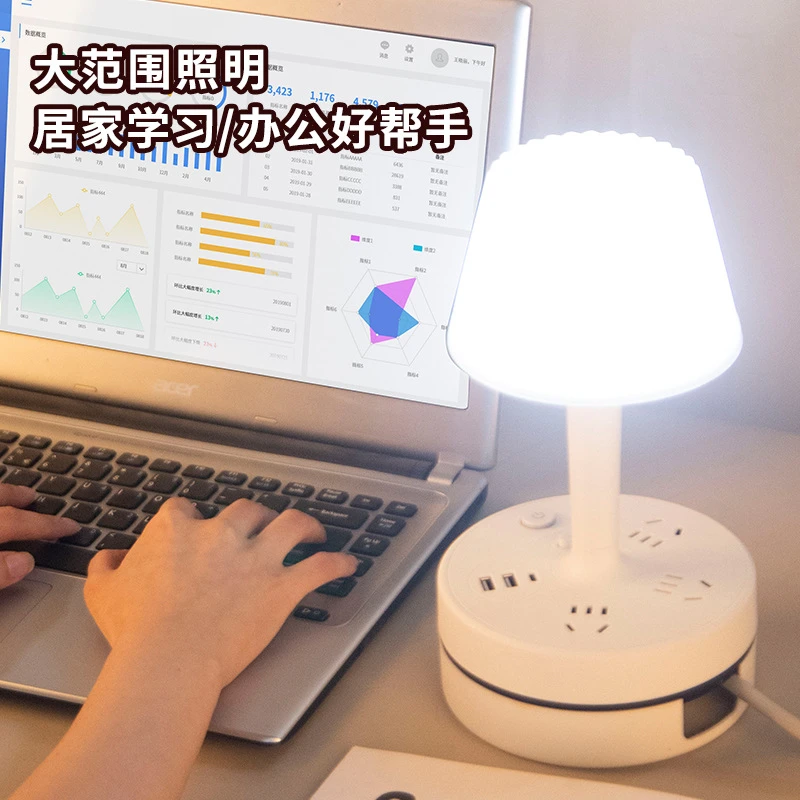 圆盘插座多功能USB插排多功能接线板插座带线长线插家用板不带线