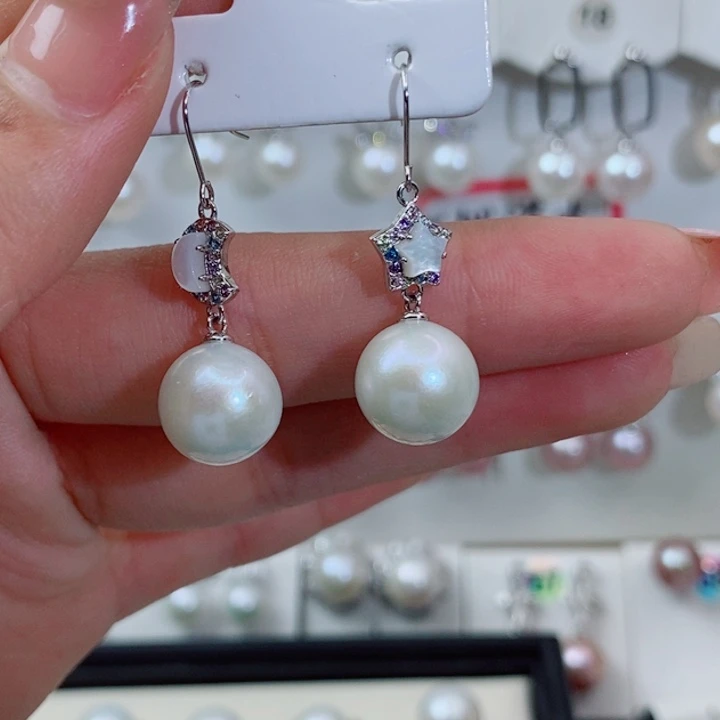耳饰淡水珍珠银S925镶嵌