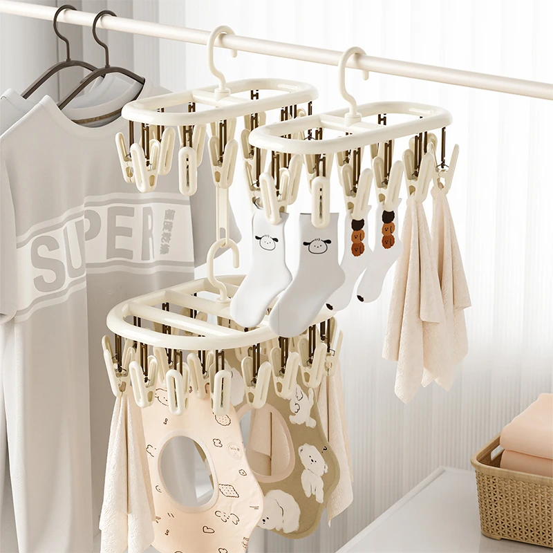 袜子夹晾衣架多夹子阳台晾晒袜子神器多功能晾晒架挂袜子收纳夹子