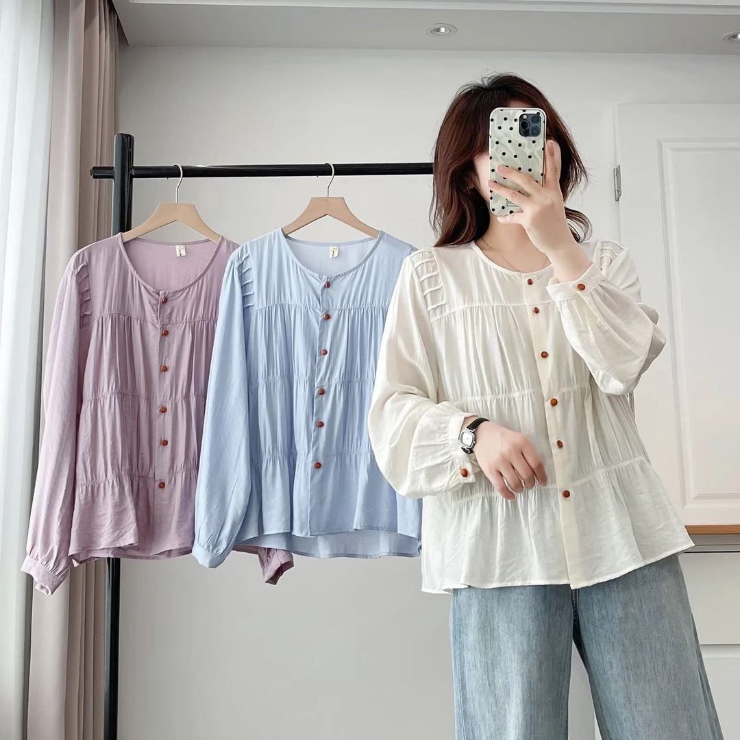 常规适中秋季日常生活薄款常规款早秋款衬衣大码女装长袖大码衬衫