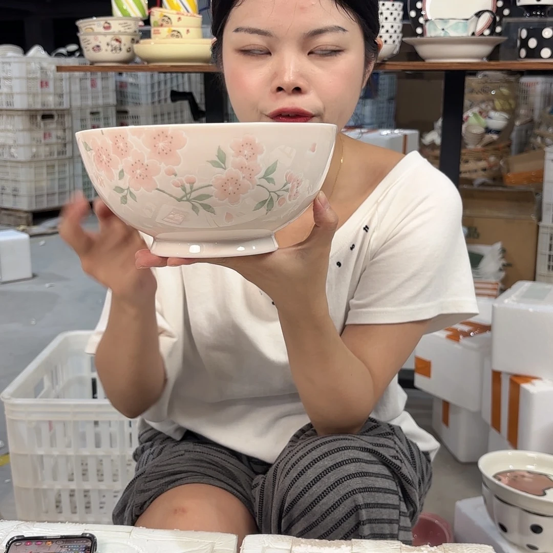 瓷微瑕陶瓷餐具釉下彩7寸碗