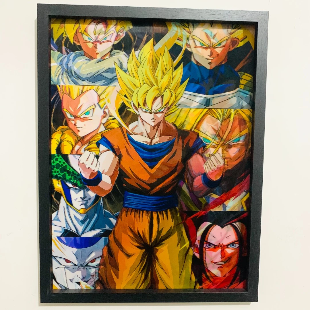 动漫龙珠卡卡罗特孙悟空七龙珠三变立体装饰画框16寸实木简约相框