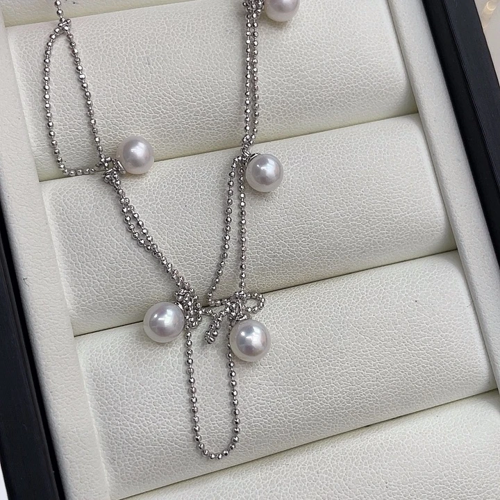 银S925镶嵌淡水珍珠颈饰