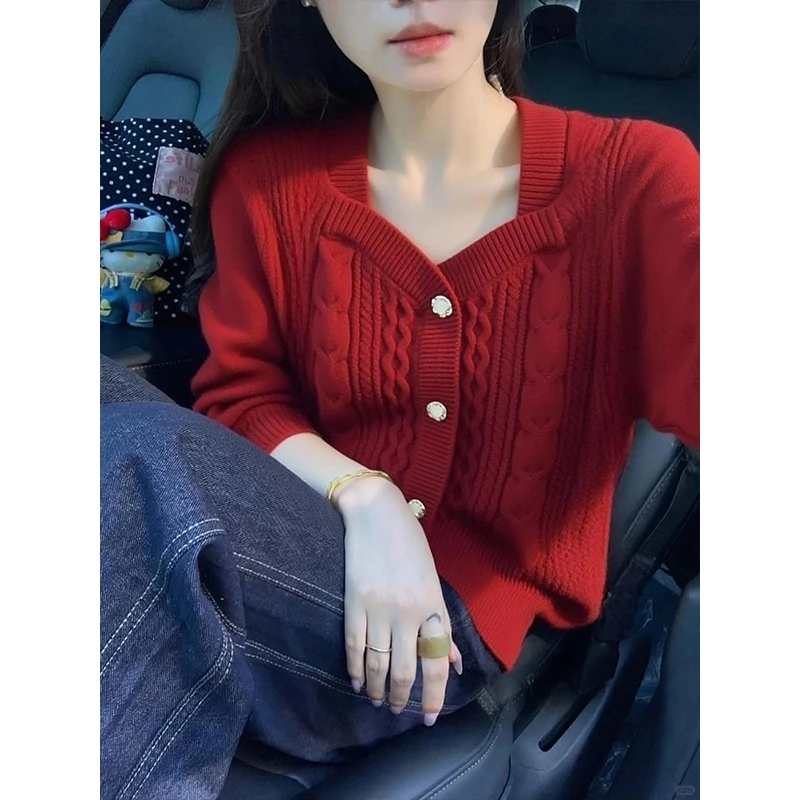 韩版学院风拼色polo领针织衫女2025秋季新款休闲慵懒风百搭上衣潮