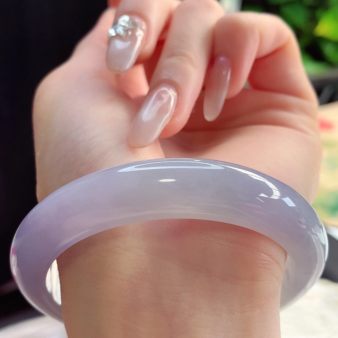 未镶嵌手镯翡翠天然A货翡翠57-58茄子紫 紫气东来10号