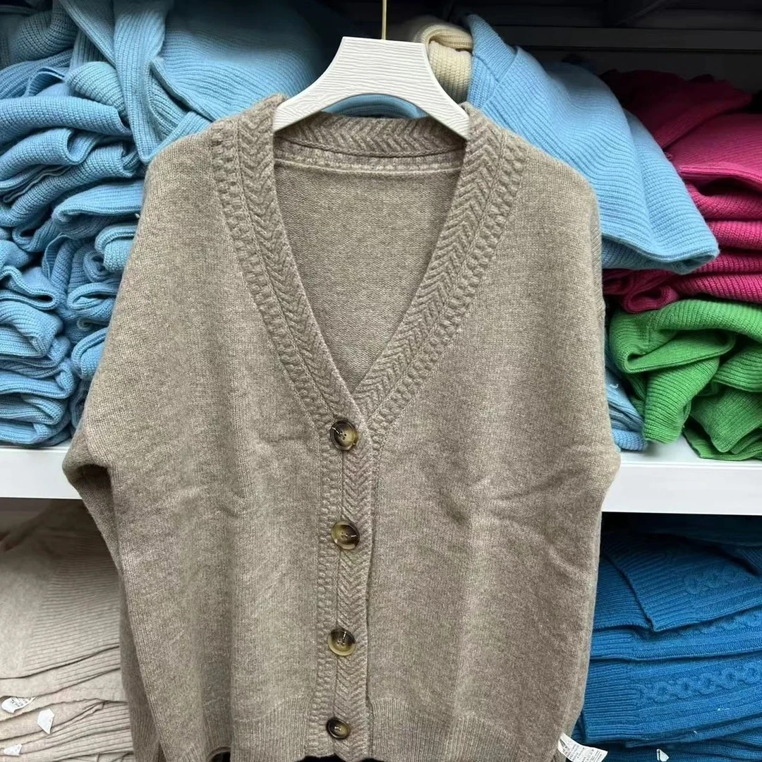 秋冬女士针织百搭v领开衫