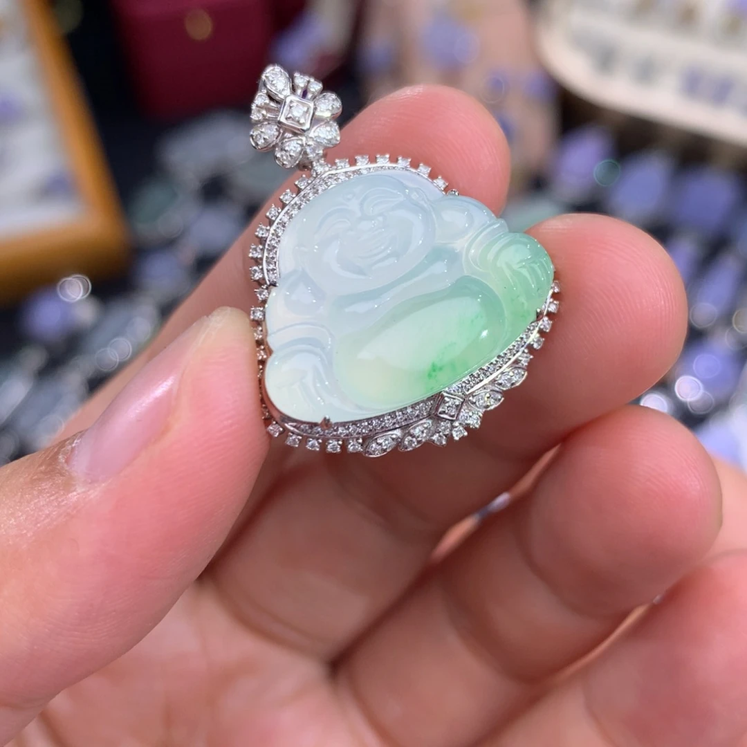 翡翠18K金镶嵌吊坠(不含链)签收后48小时鉴赏期