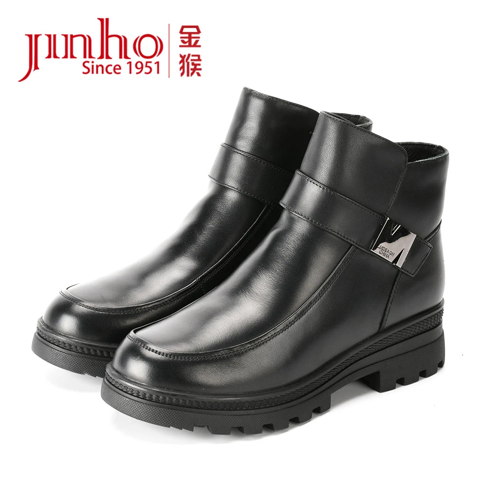 Jinho/金猴女士棉靴头层牛皮柔软舒适保暖女靴U4500423A