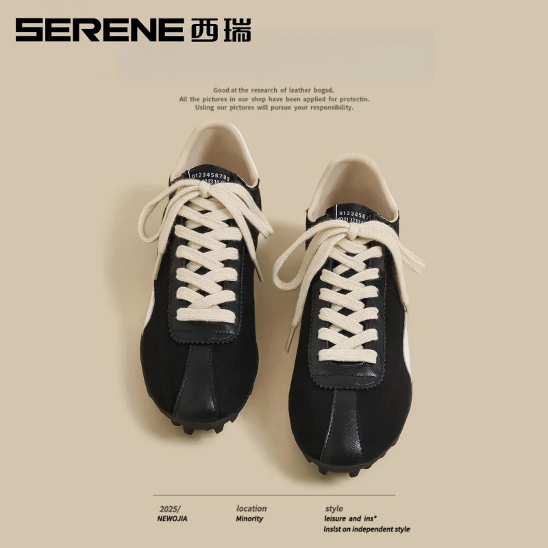 西瑞女鞋经典复古德训鞋女2025秋季新款软底增高阿甘鞋时尚休闲鞋