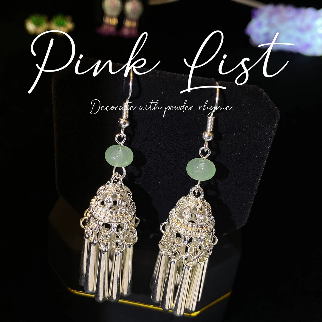 合金亚克力耳饰 合金 迪拜撤柜版 耳饰复古新中式长款流苏耳环104