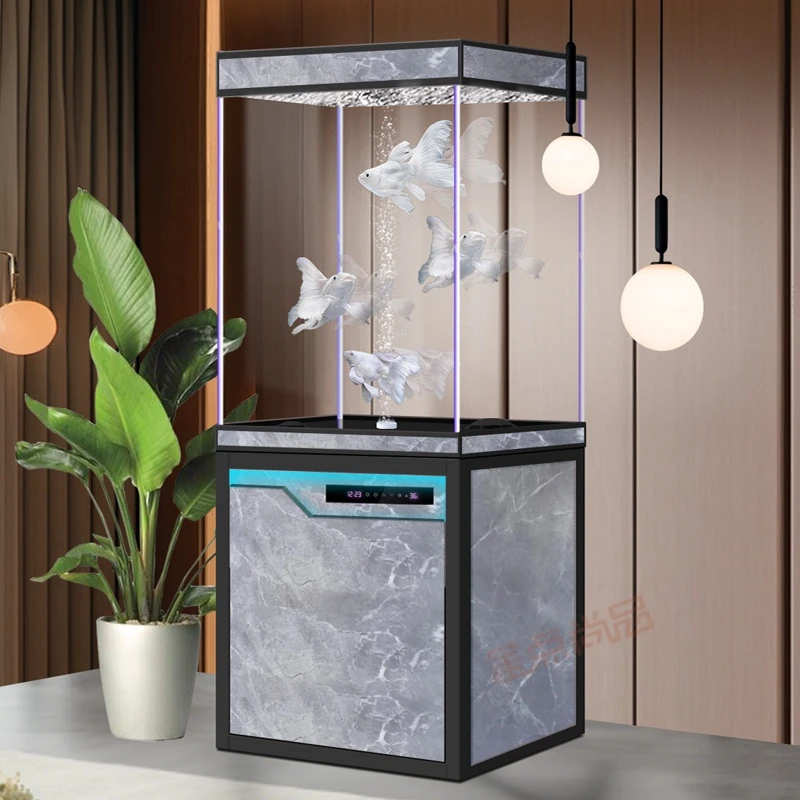 客厅落地超白玻璃智能无管件底滤干湿分离家用生态水族箱