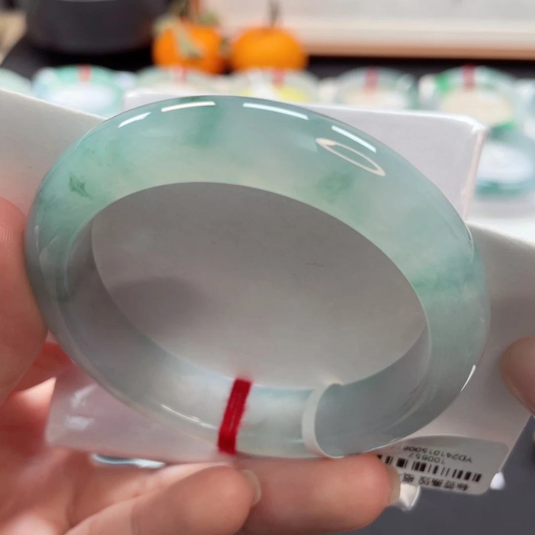 【闪购商品】翡翠手镯未镶嵌54.5冰润细腻蓝底飘花清雅25号