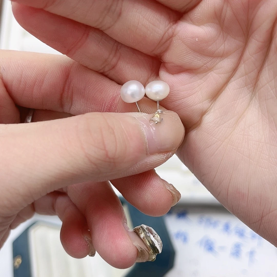 淡水珍珠耳饰银S925镶嵌乐**麻