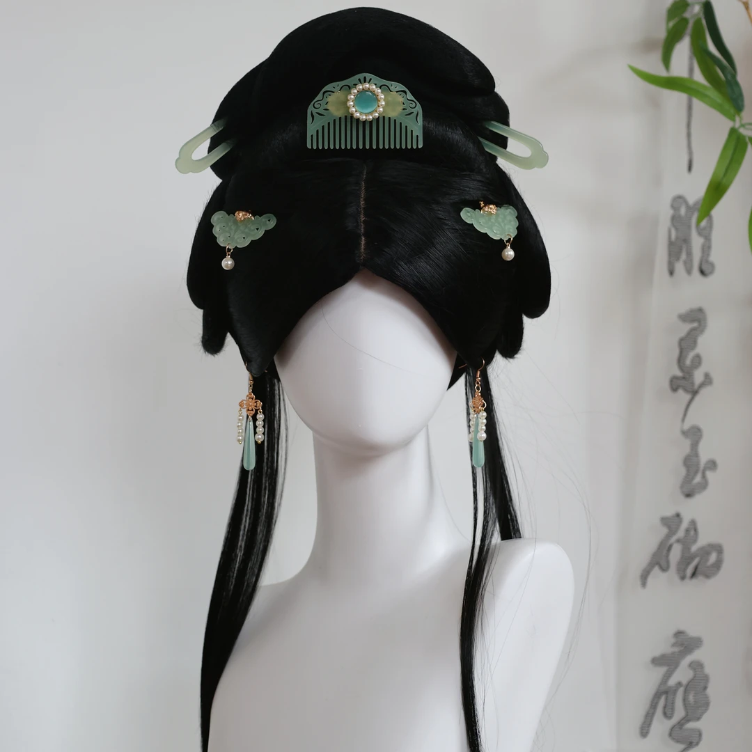 汉服头饰仿玉石曲裾战国袍折腰小乔同款汉服发饰套装