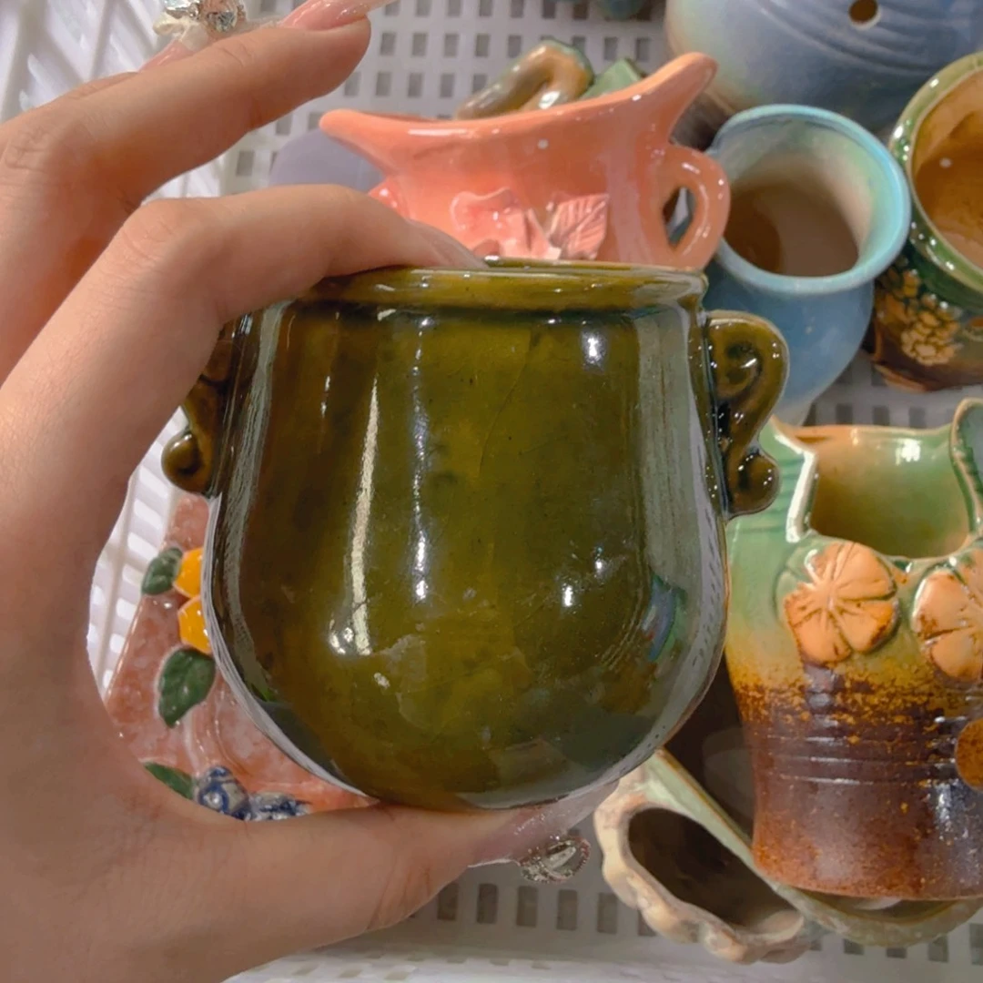 紫砂花盆粗陶精雕