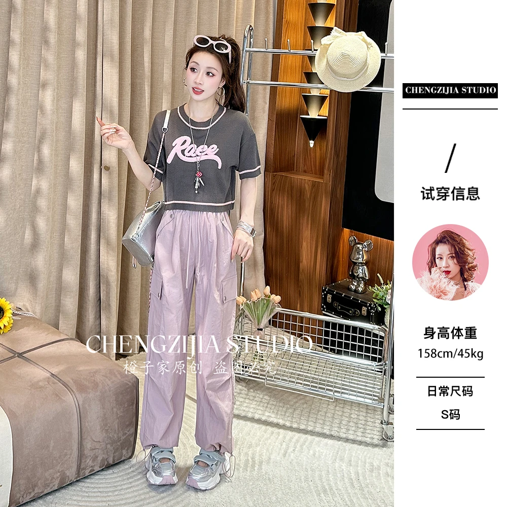【裴诗婷】橙子·studio 【】TX00058字母拼接圆领气质减龄上衣