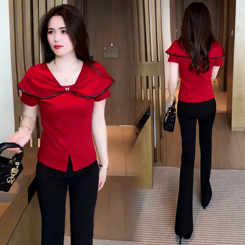 时尚短袖衬衫女2025夏季新款洋气小个子减龄显瘦休闲百搭气质上衣