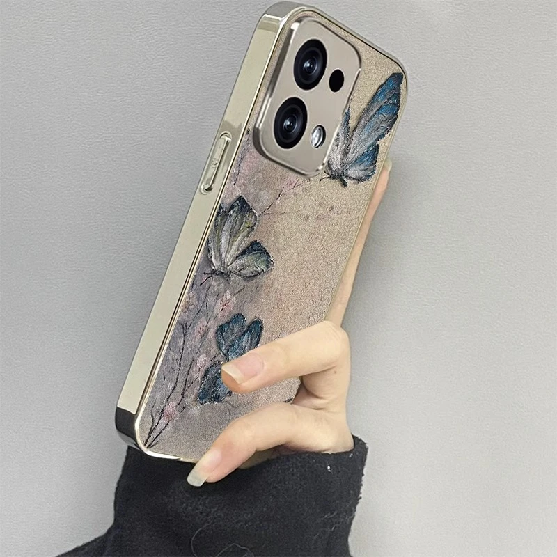 适用opporeno13手机壳梅花蝴蝶reno12新款11全包防摔10男女