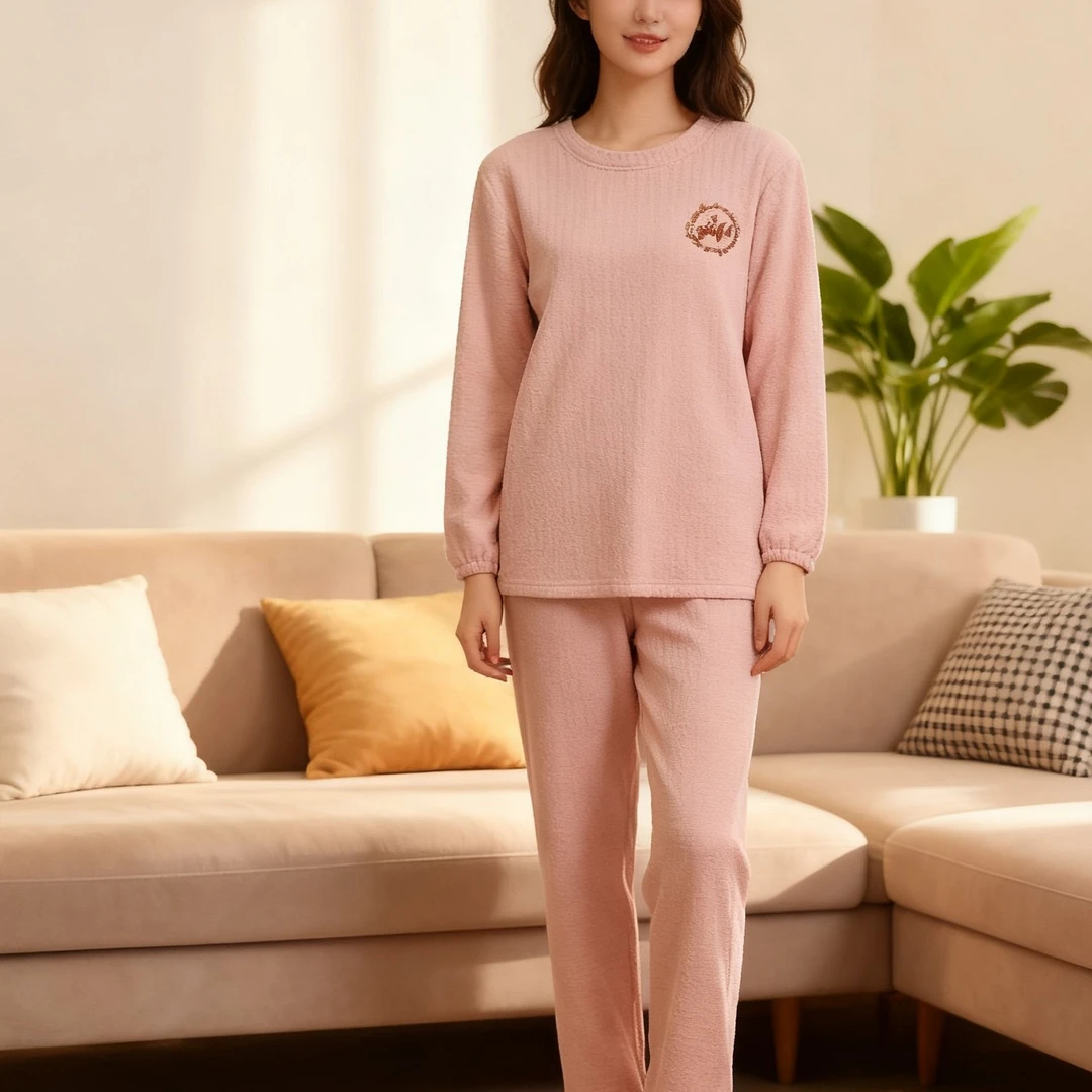 佐雅秋冬双面绒雕花女士可外穿家居服